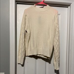 Adrienne Vittadini Cream Cowl Neck Sweater